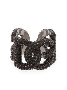 Dolce & Gabbana bague strassée à logo DG - Noir