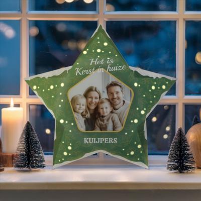 Papieren Kerstster personaliseren DIY - 42.5 cm - met lampjes
