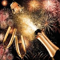 Oud en Nieuw jaar feest thema servetten - 20x stuks - 33 x 33 cm - champagne - Feestservetten