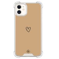 iPhone 11 siliconen shockproof hoesje - Hart bruin