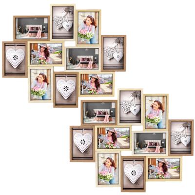 ZEP Fotolijst - 2x stuks - houten frame - naturel en wit - 47 x 56 x 3 cm - woondecoraties - accesso