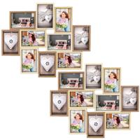 ZEP Fotolijst - 2x stuks - houten frame - naturel en wit - 47 x 56 x 3 cm - woondecoraties - accesso