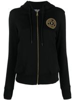 Versace Jeans Couture hoodie zippé en coton à logo brodé - Noir