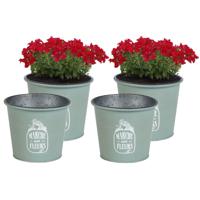 Plantenpot/bloempot voor buiten - 4x - zink - jadegroen - D19 x H16 cm