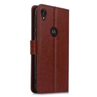 Retro Crazy Horse textuur horizontale Flip lederen case voor Motorola Moto E6 met houder & kaartsleuven & fotolijstjes (bruin)
