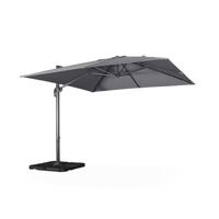 sweeek - Vierkante offset parasol 3x3m + set van 4 verzwaarde tegels