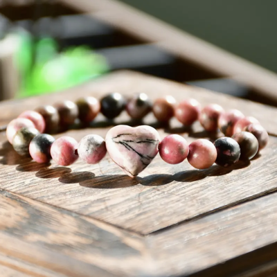 Rhodoniet hart armband - Overige Edelsteensoorten - Spiritueelboek.nl