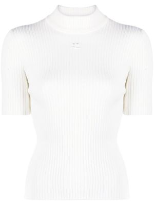 Courrèges pull Reedition en maille nervurée - Blanc