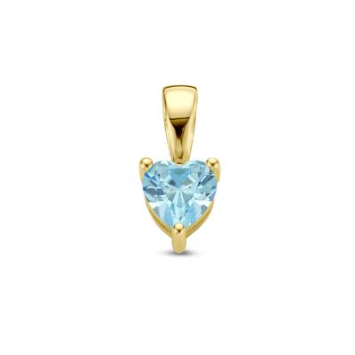 14K Geelgouden Hart Hanger met Maart Geboortesteen - 9,5mm