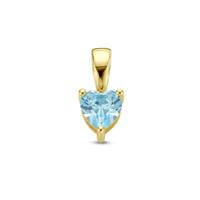 14K Geelgouden Hart Hanger met Maart Geboortesteen - 9,5mm