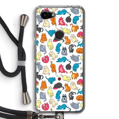 Kleurrijke katten: Pixel 3a Transparant Hoesje met koord