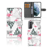 Samsung Galaxy S21 FE Telefoonhoesje met Pasjes Flamingo Triangle - thumbnail