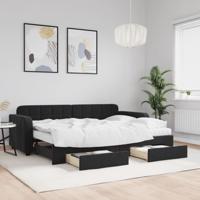 Slaapbank met onderschuifbed en lades 80x200 cm fluweel zwart