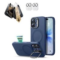 iPhone 17 Bundle Cloud Soft Magnetic Case (Camera Control, Stash Stand) and Armorite Pro Screen Protector - Navy Blue