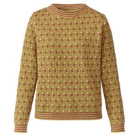 Jacquard trui met bloemmotief van bio-katoen, geel-motief Maat: 44/46