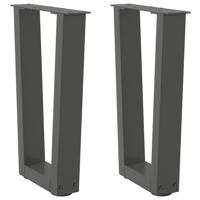 Eettafelpoten 2 st V-vormig 38x(42-43,3) cm staal antraciet