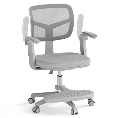 Kinder Bureaustoel met een Verstelbare Zithoogte van 41-52 cm Kinderdraaisteun met Wielen Grijs