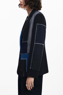 Patchwork blazer gecombineerd - BLACK - S
