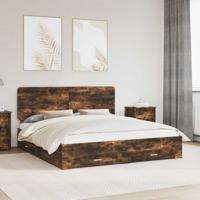 Bedframe met hoofdeinde Gerookt eiken 200 x 200 cm Bewerkt hout