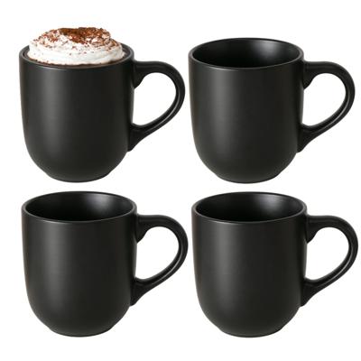Koffiemokken Paris - 4x stuks - Keramiek - pastel zwart - 300 ml - 8 x 10 cm