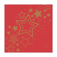 Duni servetten holiday star red 24x24cm