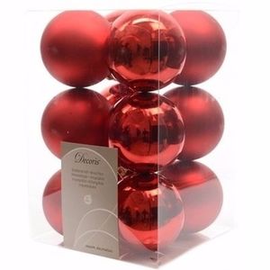 Ambiance Christmas kerstboom decoratie kerstballen rood 12 stuks   -