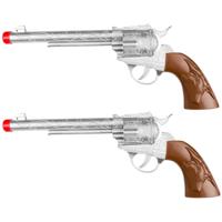 Boland Verkleed speelgoed Cowboy pistool/revolver - 2x stuks - kunststof - 28cm - wapens