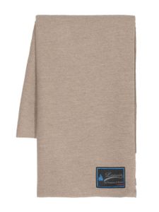 Lanvin logo-tag cashmere scarf - Marron