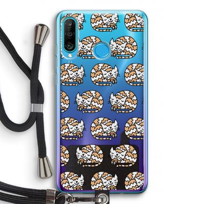 Slapende poes: Huawei P30 Lite Transparant Hoesje met koord