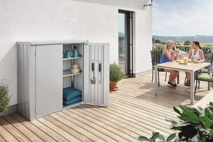 Biohort Terraskast Romeo M zilvergrijs metallic 132x57x140 cm- - Metaal- Biohort