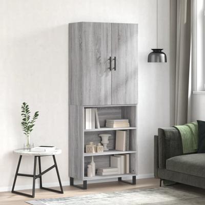 Hoge kast 69,5x34x180 cm bewerkt hout grijs sonoma eikenkleurig