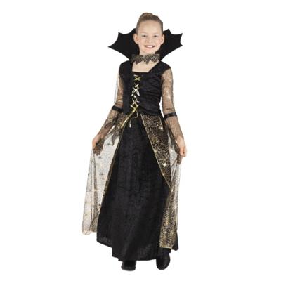 Heksenjurk - Adrienne - zwart/goud - meisjes - Halloween heksen verkleedjurk - verkleedkleding kinde