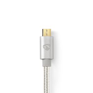 Nedis CCTB60500AL20 USB-kabel 2 m USB 2.0 USB A Micro-USB B Aluminium