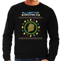 Foute Kersttrui/sweater voor heren - All I want is - kaas - zwart