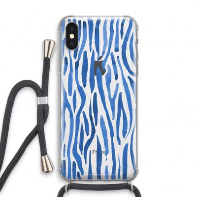 Blauwe nerven: iPhone X Transparant Hoesje met koord