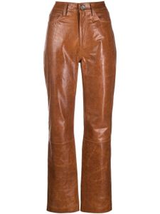 REMAIN pantalon droit Lynn en cuir - Marron