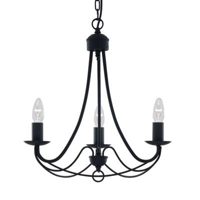 Searchlight Zwarte kroonluchterMaypole 3-lichts - 6343-3BK