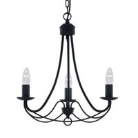 Searchlight Zwarte kroonluchterMaypole 3-lichts - 6343-3BK