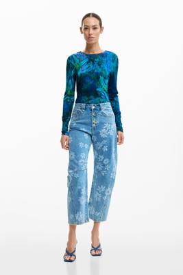 Jeans met bloemen - BLUE - 44