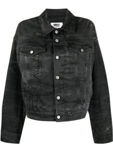 MM6 Maison Margiela veste en jean à effet froissé - Noir