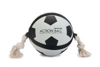 Beeztees action voetbal met touw - hondenspeelgoed - 22 cm - thumbnail