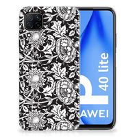 Huawei P40 Lite TPU Case Black Flowers - thumbnail