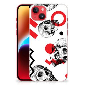 Silicone Back Case iPhone 14 Plus Skull Red