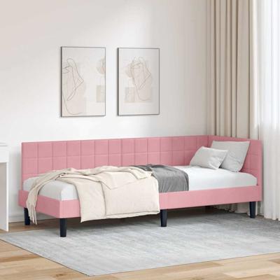 Hoekbedframe met hoofdeinde Roze 80 x 200 cm Fluweel