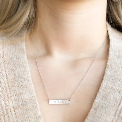 Zilveren ketting met naam - Horizontale bar