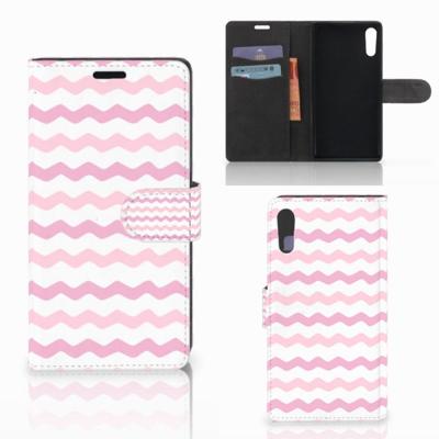 Sony Xperia XZ | Sony Xperia XZs | Telefoon Hoesje | Waves Roze | Portemonnee hoesje