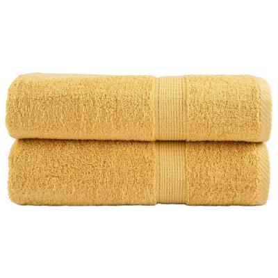 VidaXL Badhanddoeken solund 2 st 600 g/m² 100x150 cm goudkleurig