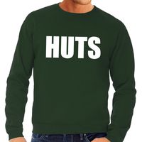 HUTS tekst sweater groen voor heren