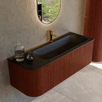 Badmeubel Mondiaz Kurve | 125 cm cm | Meubelkleur Ruby | Wastafelkleur Urban | Solid surface | Wasbak rechter zijde spoelbak | 1 kraangat