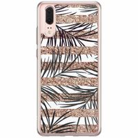 Huawei P20 siliconen hoesje - Rose gold leaves